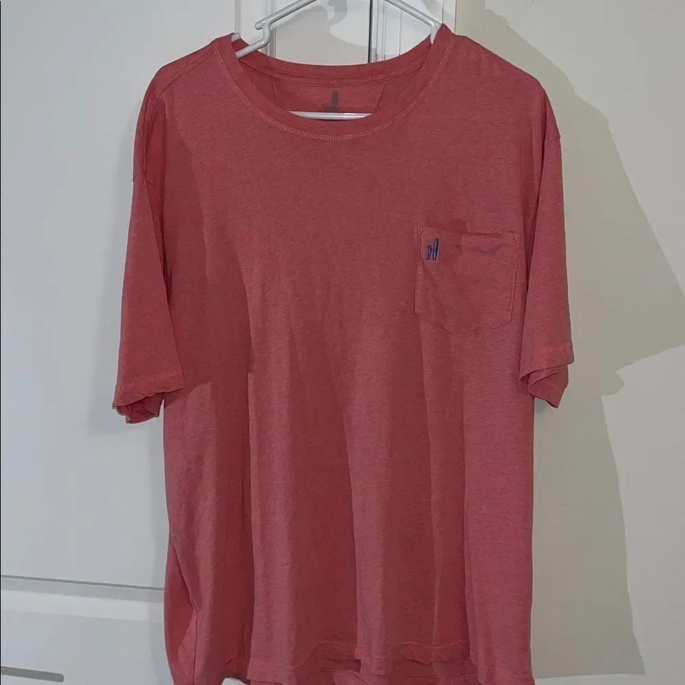 Johnnie-O pastel red surf side soft wash 100% cotton Pocket Tee T shirt L